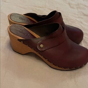 Burgundy Leather Mules